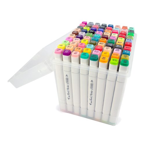 Set 80 carioci profesionale cu 2 capete, in cutie plastic