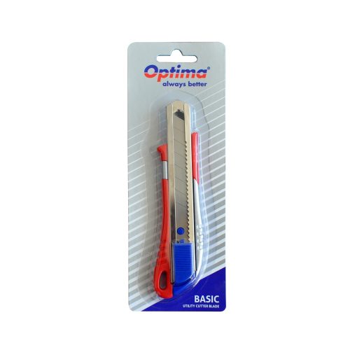 Cutter Optima Basic 18mm – lamă SK5, șină metalică, aluminiu cu ABS