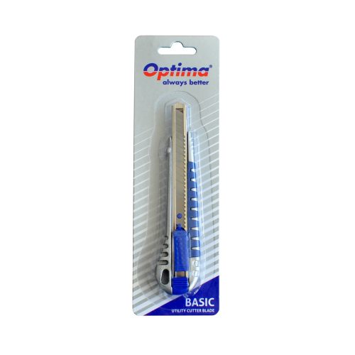 Cutter Optima Basic – lamă 9mm SK5, aluminiu cu grip cauciucat