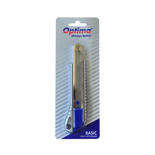 Cutter Optima Basic 18mm – lamă SK5, șină metalică, aluminiu