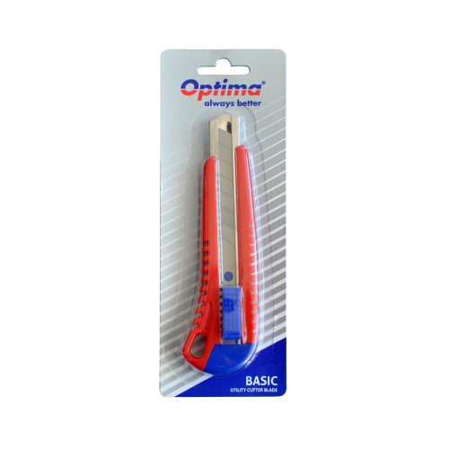Cutter Optima Basic 18mm – lamă SK7, șină metalică, mâner ABS