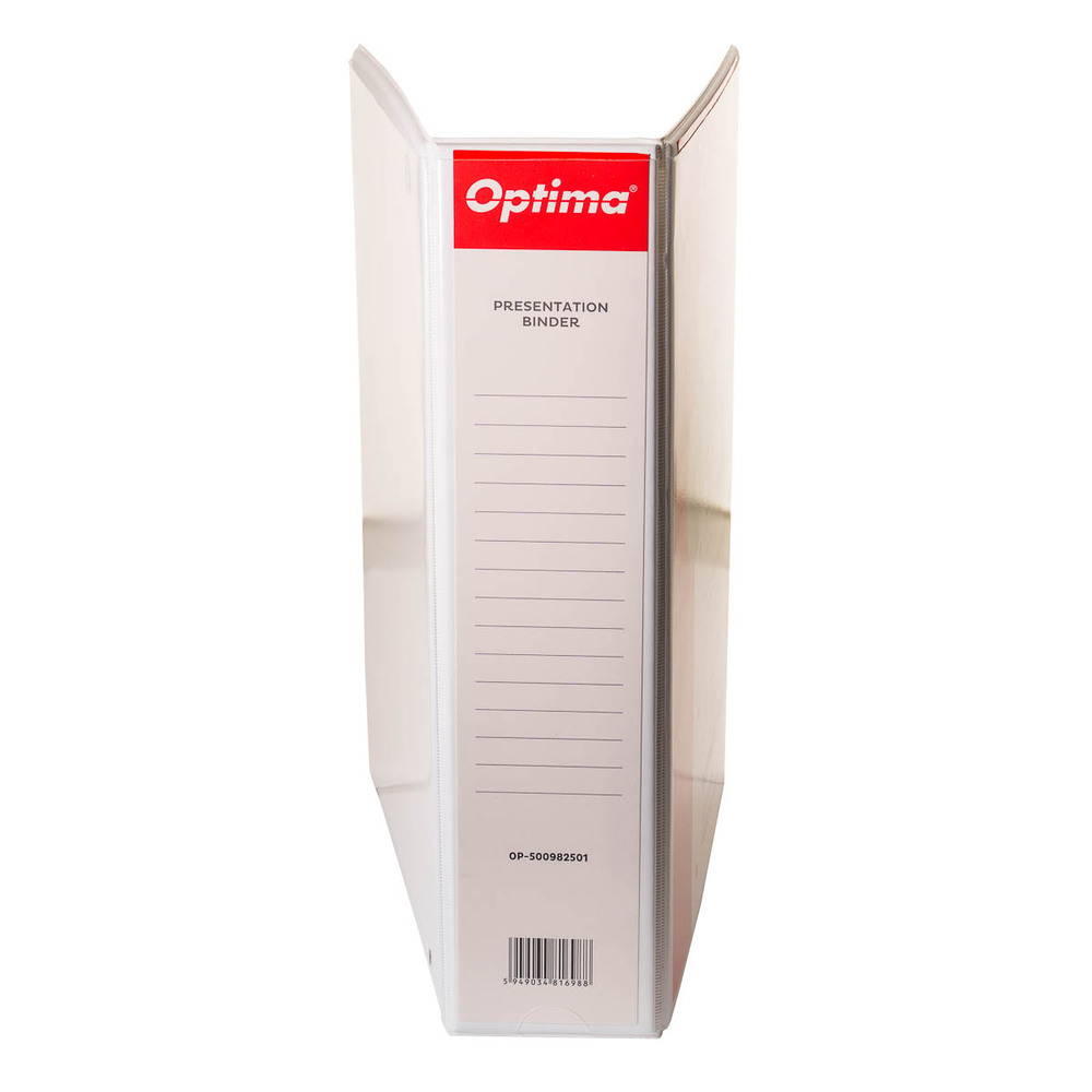 Caiet mecanic cu buzunar, plastifiat PP, 4 inele in "D", 50 mm, cotor 75mm, Optima - alb - imagine 3