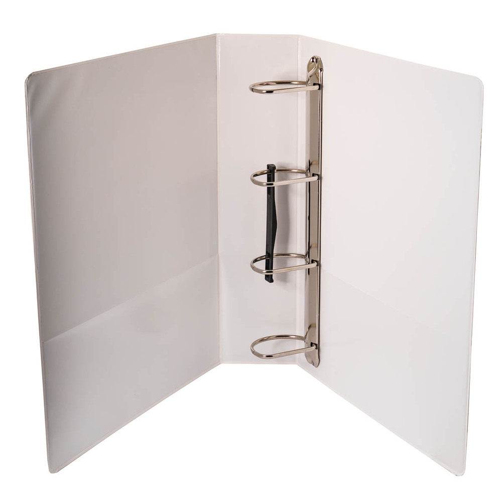 Caiet mecanic cu buzunar, plastifiat PP, 4 inele in "D", 50 mm, cotor 75mm, Optima - alb - imagine 4