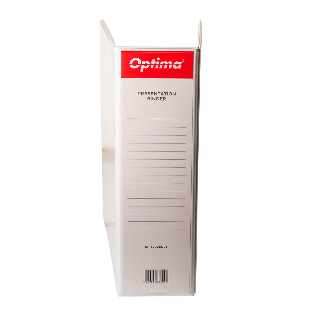 Caiet mecanic cu buzunar, plastifiat PP, 4 inele in "D", 65 mm, cotor 90mm, Optima - alb - imagine 3