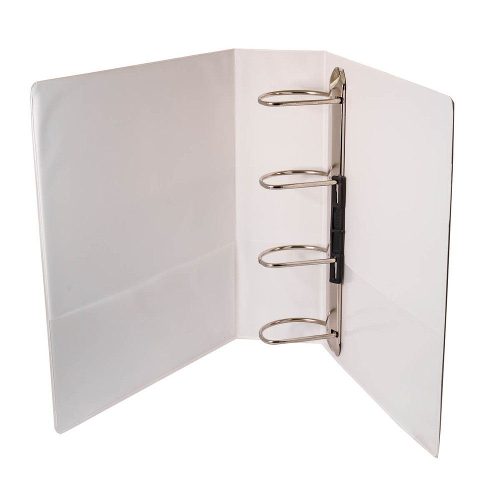 Caiet mecanic cu buzunar, plastifiat PP, 4 inele in "D", 65 mm, cotor 90mm, Optima - alb - imagine 4
