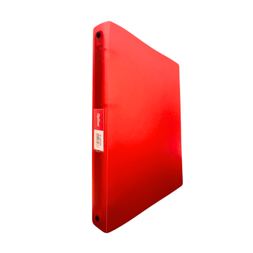 Caiet mecanic 4 inele - D25mm, coperti flexibile PP, Optima Flex - rosu