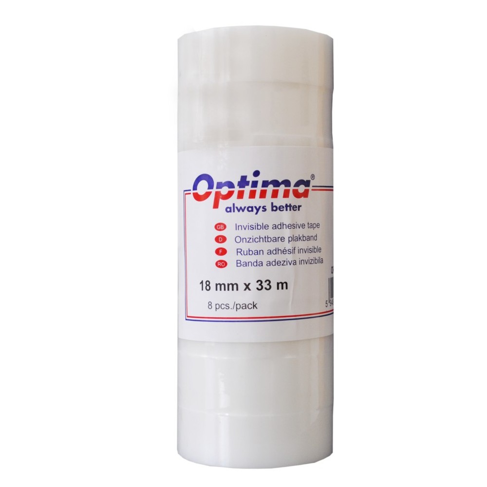 Bandă adezivă mată Optima 18mm x 33m – 50 microni, invizibilă la copiere