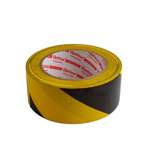 Bandă de avertizare Optima 48mm x 33m – negru cu galben, 150 microni
