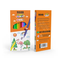 Set 12 creioane colorate SILKA Shiny, culori intense