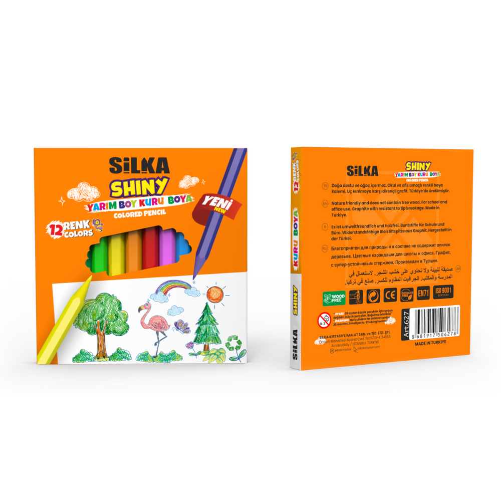 Set 12 creioane colorate SILKA Shiny Jumbo, culori intense