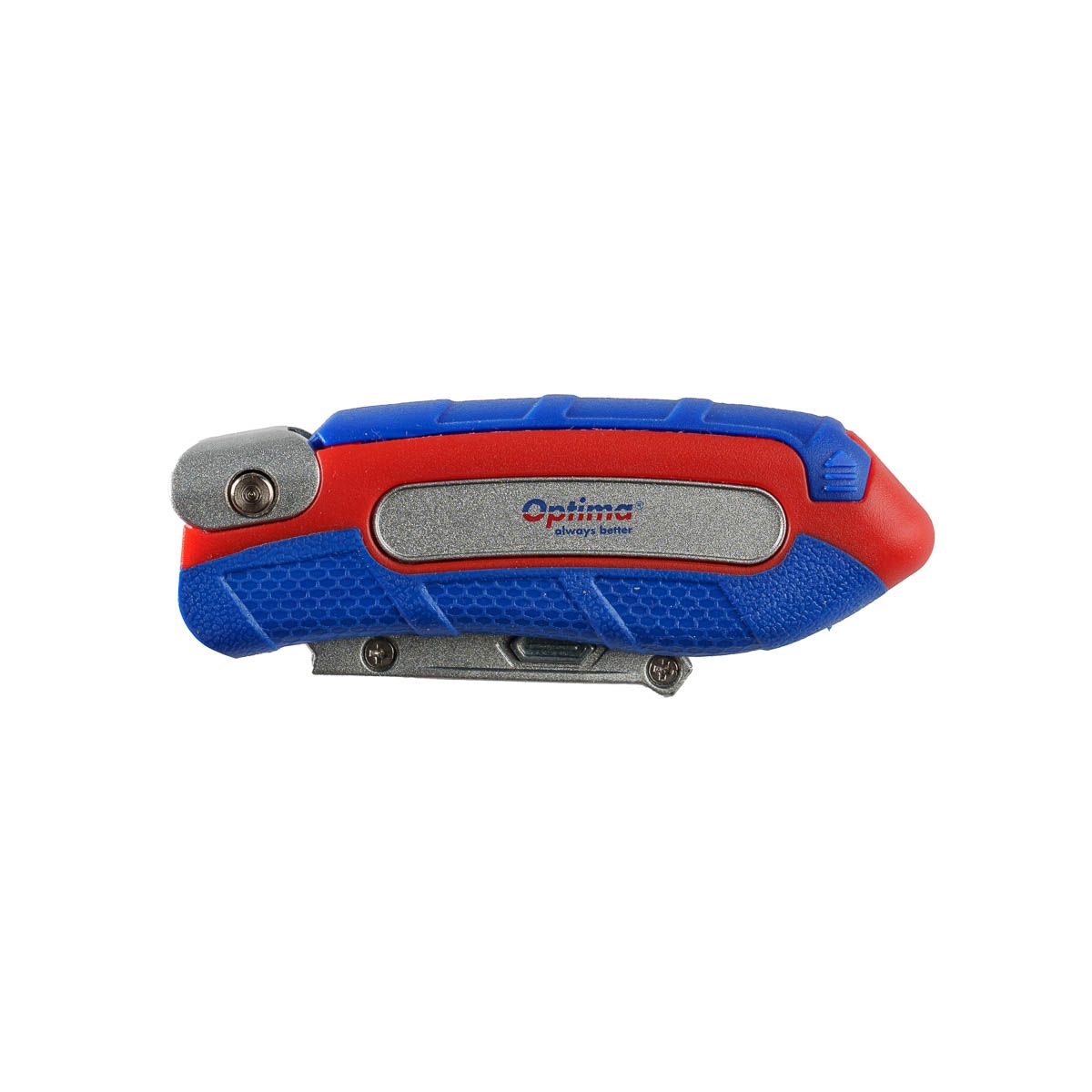 Cutter Optima Pro – lamă trapezoidală SK5 + 2 rezerve, pliabil, clips de curea, zinc cu rubber grip - imagine 3