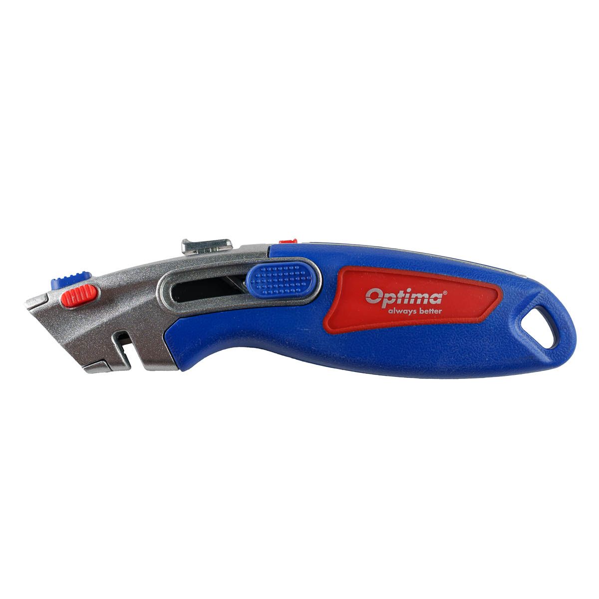 Cutter Optima Pro – lamă trapezoidală SK2 tratată + 4 rezerve, 2 funcțiuni, zinc cu rubber grip - imagine 2