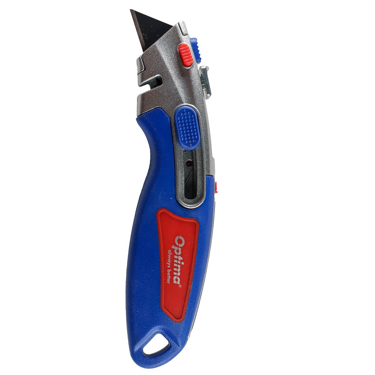 Cutter Optima Pro – lamă trapezoidală SK2 tratată + 4 rezerve, 2 funcțiuni, zinc cu rubber grip - imagine 3