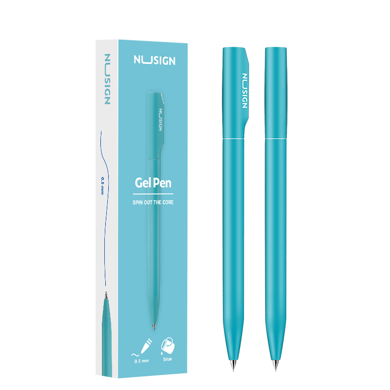 Pix gel mecanic DELI Nusign – 0.5 mm, cerneală albastră, corp albastru