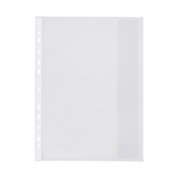 Folie protectie doc. A4, clapa laterala, inchidere capsa, 4/set, 200 microni, Optima -albastru transparent