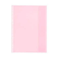 Folie protectie doc. A4, clapa laterala, inchidere capsa, 4/set, 200 microni, Optima -rosu transparent