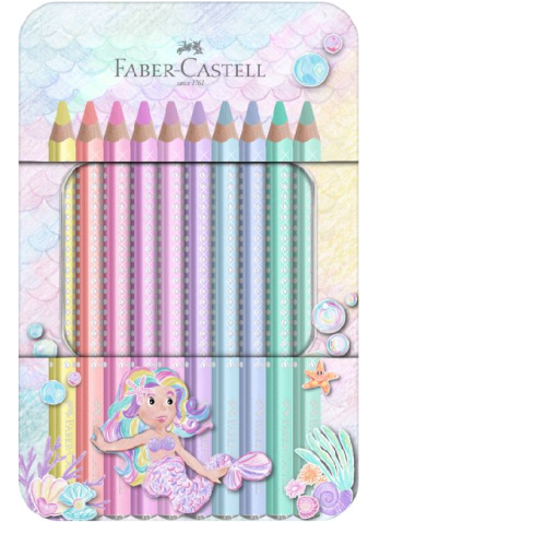 SET CADOU 10 CREIOANE COLORATE SPARKLE JUMBO PASTEL FABER-CASTELL