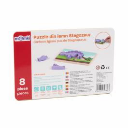 PUZZLE DIN LEMN STEGOZAUR, 8 PIESE, MOMKI - imagine 3