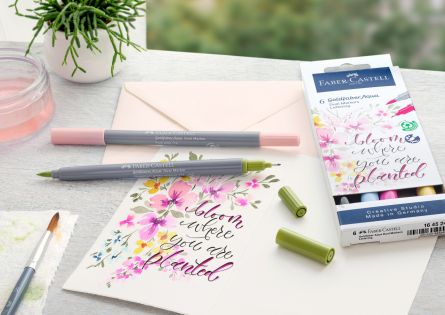 MARKER SOLUBIL 2 CAPETE SET 6 BUC LETTERING GOLDFABER FABER-CASTELL