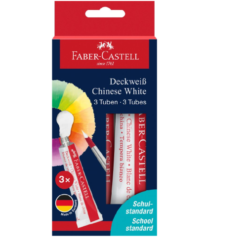 TEMPERA TUB DE ALB 7,5 ML SET 3 BUC FABER-CASTELL