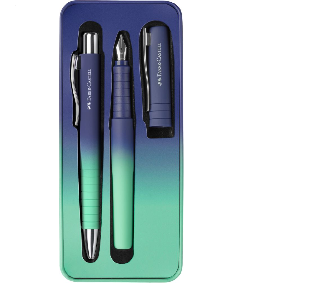 SET STILOU M + PIX XB POLY FLOW ALBASTRU-TURCOAZ FABER-CASTELL