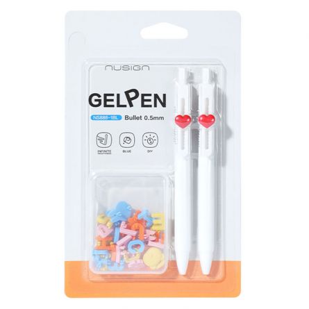 BLISTER 2 PIXURI CU GEL CU MECANISM 0,5MM ALBASTRU + 1 SET LITERE NUSIGN DELI