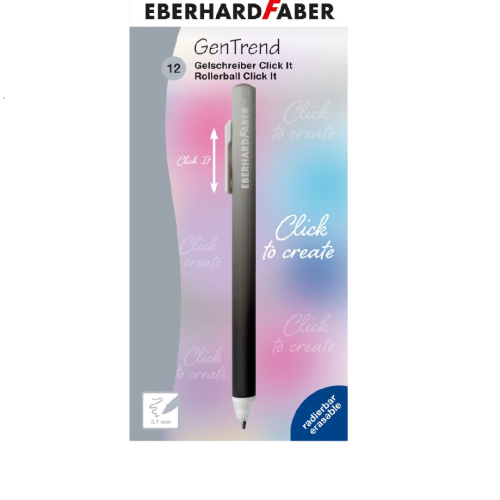 ROLLER 0.7 MM ALBASTRU ERASE-IT CLICK GRI-NEGRU EBERHARD FABER