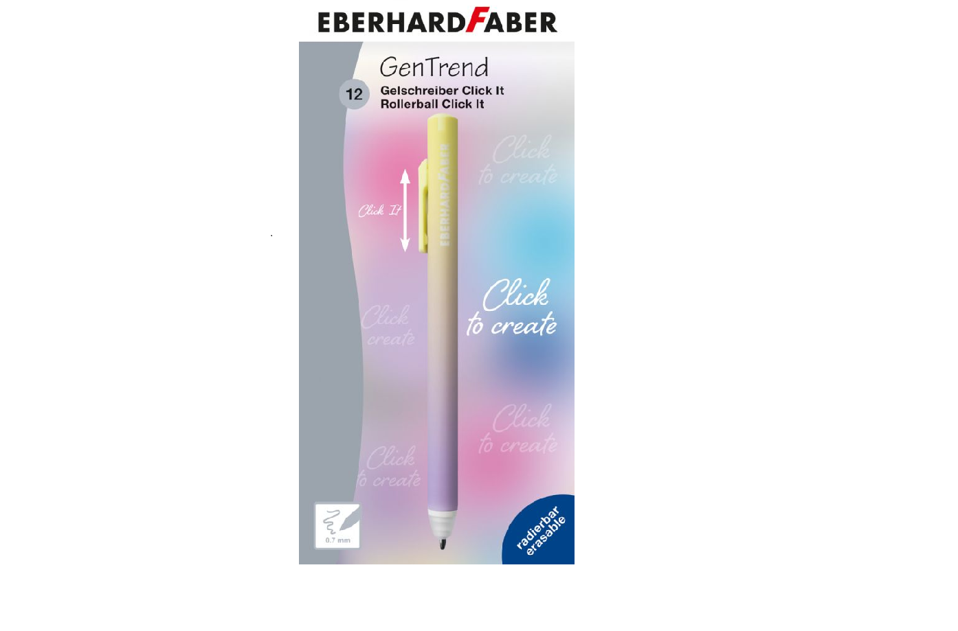 ROLLER 0.7 MM ALBASTRU ERASE-IT CLICK GALBEN-LILA EBERHARD FABER