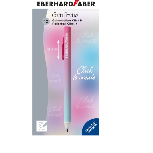 ROLLER 0.7 MM ALBASTRU ERASE-IT CLICK TURCOAZ-ROZ EBERHARD FABER